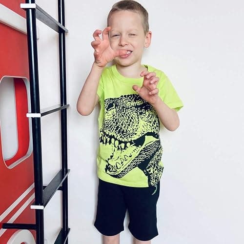 IjnUhb Toddler Boy Clothes Cartoon Cotton Summer Short Sleeve T-Shirt and Shorts Kids Outfit Set 2-7 Year thumbnail 2