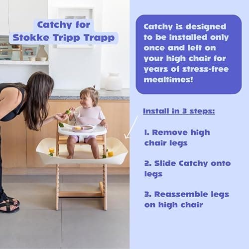 CATCHY -Food Catcher-Compatible with Stokke Tripp Trapp High Chair +11 Other High Chairs-Highchair Sold Separately-Baby & Toddler Food & Mess Catcher-Premium Linen Inspired -Under High Chair Accessory thumbnail 5