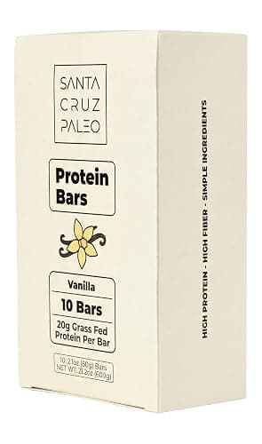 Santa Cruz Paleo Protein Bar – 20g Grass-Fed Whey & Collagen Protein – Wildflower Honey Sweetened, No Seed Oils, High Protein Snack Bar (Vanilla Flavor, Pack of 10) thumbnail 3