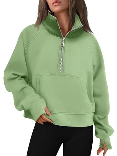 AUTOMET Womens Sweatshirts Half Zip Cropped Pullover Fleece Quarter Zipper Hoodies 2025 Fall Fashion Outfits Clothes - Image 1