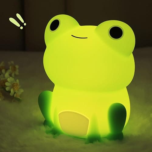 OkiyiD Frog Night Light for Nursery, Rechargeable Dimmable Bedside Lamp with Touch Control(ABS+SIL), Portable Kids Gift for Girls, Boys, Babies thumbnail 2