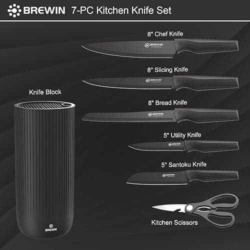 Knife Set, Brewin Kitchen Knife Set, Knives Set for Kitchen, Universal Knife Block, Utility Knife Block Set, New Home Essentials, Apartment Essentials, camping essentials, rv essentials thumbnail 5
