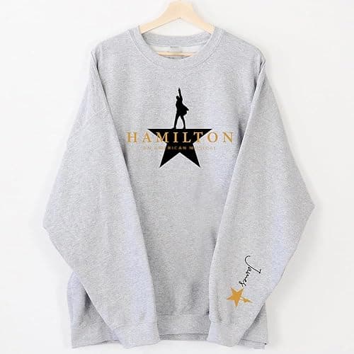 Personalized Hamilton Hoodies | Custom Name on Sleeve Hamilton Theatre Sweatshirt | Customized Hamilton Merch | Gifts for Hamilton Lovers thumbnail 6