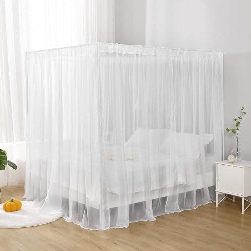WANFASO White Canopy Bed Curtain for Twin Bed, Soft Bed Canopy Scarf for Girls Adults (Twin, White) thumbnail 2