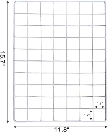 C&AHOME Photo Wall Display Set of 2, Grid Panel with Hooks, Clips, Hemp Cord, Hammer - 15.7" x 11.8", White UWWGM3402W thumbnail 6