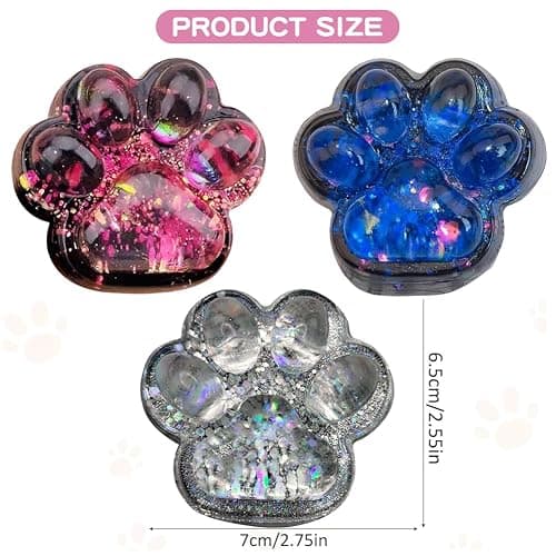 Cat Paw Squeeze Toys, 3 Pcs Cat Paw Squishy Toys Stress Relief Fidget Squeeze Pinch Toy, Fufu Fidget Toys for Kids Adults Anxiety Relief Sensory Toys thumbnail 3