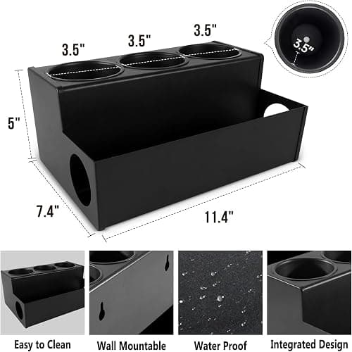 TWIZIUAO Hair Tool Holder Stainless: Wall Mounted Organizer for Bathroom & Salon - Heat Resistant Tool Storage for Homemakers & Stylists - Large Capacity Modern Black Design thumbnail 3
