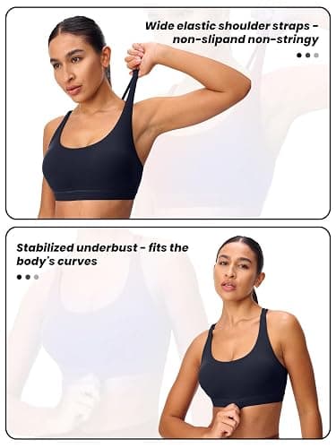 Omwilddo Women's Strappy Sports Bras Light Compression Crop Criss Cross Back Padded Workout Yoga Bra Supportive U Neckline thumbnail 4