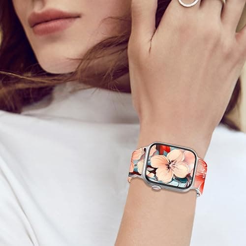 Chinber Stretchy Band Compatible with Apple Watch 38mm 40mm 41mm 42mm 44mm 45mm 49mm for Women,Gradient Color Nylon Adjustable Straps for iWatch Series 9 8 7 6 SE 5 4 3 2 1 Ultra Ultra 2 thumbnail 6