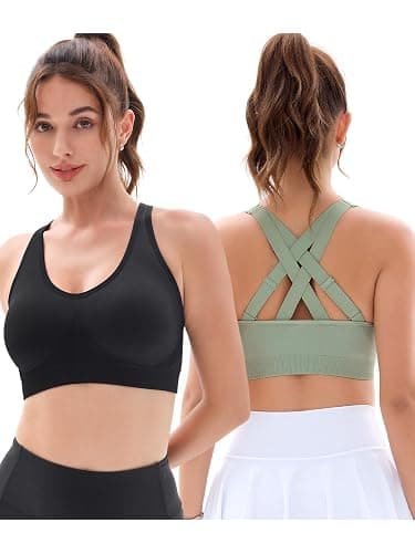 FITTIN Padded Sports Bras for Women: Support Full Coverage Adjustable Crossback Bra for Workout - for C-DDD Large Bust Casual thumbnail 2