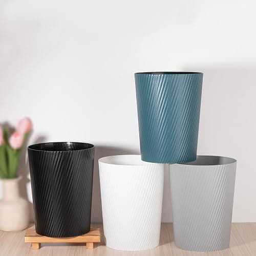 UUJOLY Small Trash Can Wastebasket Garbage Can Container Bins for Bathrooms, Laundry Room, Kitchens, Offices, Kids Rooms, Dorms (White) thumbnail 7