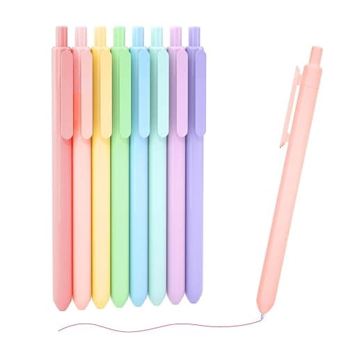 Shuttle Art Colored Retractable Gel Pens, 8 Pastel Ink Colors, Cute Pens 0.5mm Fine Point Quick Drying for Writing Drawing Journaling Note Taking School Office Home - Image 1