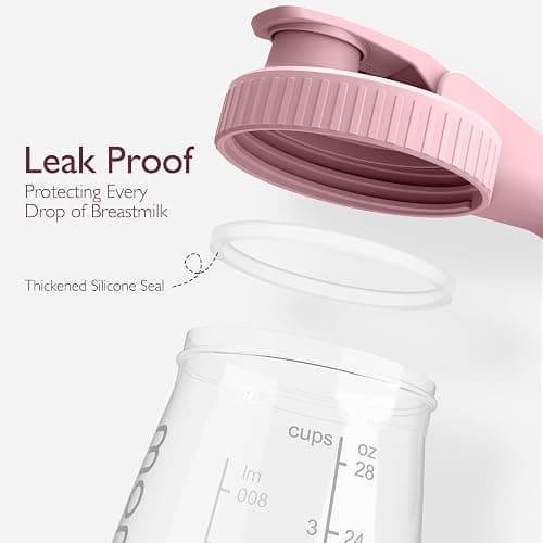 Momcozy Breast Milk Pitcher, Resistant to Heat and Cold Abrupt Temp Swings, No Leak Breast Milk Fridge Storage Container With Wide Mouth, Fast Baby Formula Maker, Breastfeeding Essentials, Pink thumbnail 6