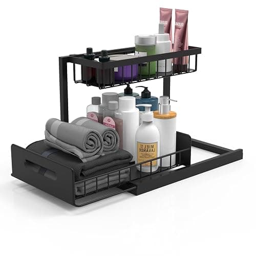 bukfen Under Sink Organizer, Pull Out Cabinet Organizer 2-Tier Slide Out Sliding Shelf Under Cabinet Storage Multi-Use for Under Kitchen Bathroom Sink Organizers and Storage thumbnail 3