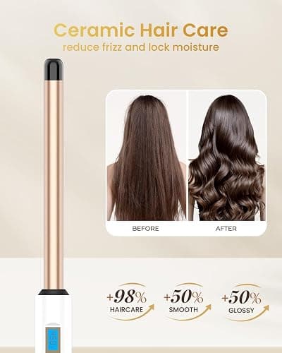 HOSON 3/4 Inch Curling Wand for Long Hair,19mm Ceramic Wand Curling Iron Extra Long Barrel, Dual Voltage, 10 Temps thumbnail 4