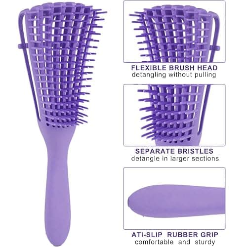 Detangling Brush for Curly Hair, Hair Detangler, Octopus Comb for Afro America Textured 3a to 4c Kinky Wavy/Wet/Dry/Long Thick Curly Hair Exfoliating Scalp for Beautiful and Shiny Curls (Purple) thumbnail 6