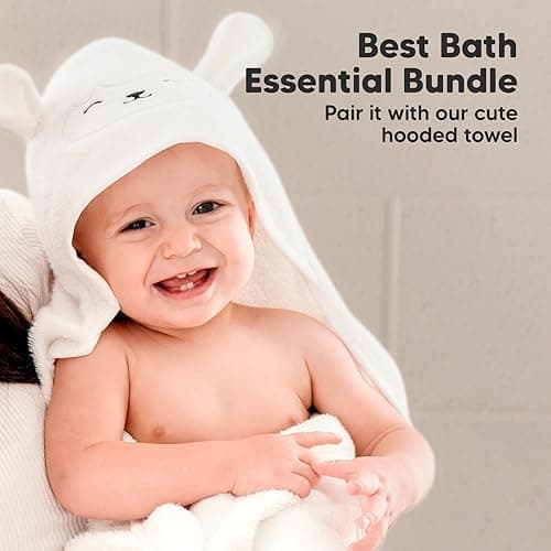 6-Pack Organic Baby Washcloths - Soft Viscose from Bamboo Washcloth, Baby Wash Cloths, Baby Wash Cloth for Newborn, Kids, Bath Baby Towels, Face Towel, Face Cloths for Washing Face (White) - White thumbnail 9