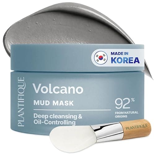 PLANTIFIQUE Korean Volcanic & Dead Sea Mud Mask - Face Mask with Charcoal, Hyaluronic Acid, Jojoba Oil & Shea Butter – Purifies, Refines Pores, Hydrates & Calms, 110g / 3.88 oz - Image 1