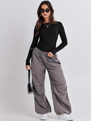 ANRABESS Women’s Long Sleeve Shirts Tight Fitted Going Out Crop Tops Crewneck Basic Tee Y2k Fall Outfits Teens Girls Clothes thumbnail 5