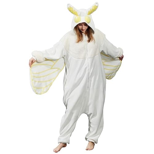 AMAMHAHAVA Mothman Onesie Pajamas for Adult, Silk Moth Halloween and Christmas Costume Cartoon One-Piece Cosplay thumbnail 2
