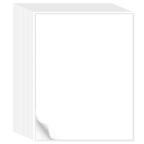 L LIKED 8.5x11 Printable White Sticker Paper Full Sheet Label, Matte, for Laser & Inkjet Printing (100 Sheets) - Image 1