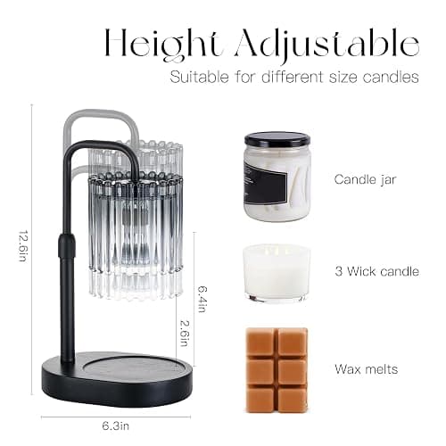 Candeldo Candle Warmer Lamp with Timer: Black Candle Warming Lamp Height Adjustable Wax Melt Warmer Dimmable Modern Farmhouse New Home Bedroom Decor Mothers Day Housewarming Gift for Women thumbnail 3