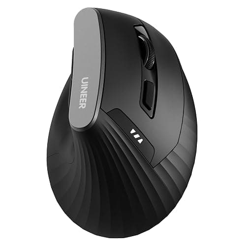 Uineer Wireless Ergonomic Mouse, Bluetooth Mice (BT4.0/5.0 and 2.4G) Rechargeable Vertical Mouse, Multi Device Connection, 6 Button Quiet Clicks, 4 DPI Optical Computer Mouse for Laptop, PC, Black - Image 1
