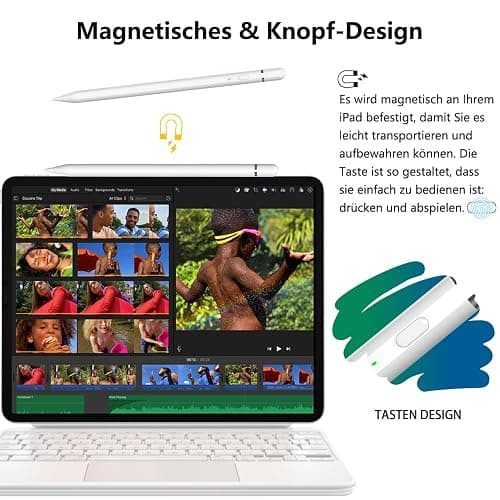 Pencil 1. Generation für iPad (2018-2025): mit USB C Schnellladeleistung & Neigungssensitivität für Tablet Bundles & Kits, Pencil für iPad 11 (A16)/10/9/8/7/6, Air 3~5/M2/M3, Min 5~7, Pro 11"/12.9"/M4 thumbnail 3