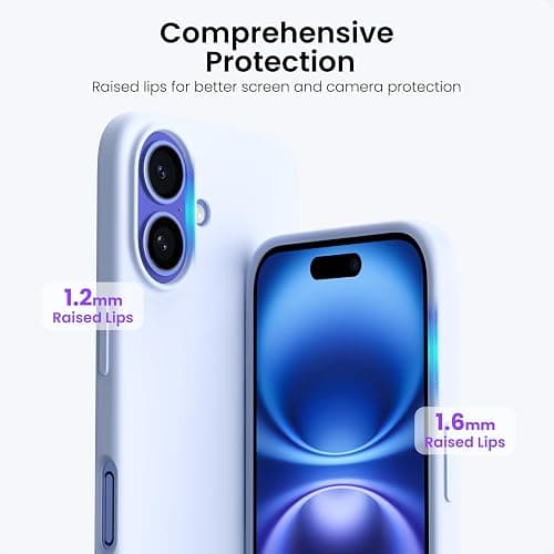 ORNARTO Compatible with iPhone 16 Plus Case 6.7, Slim Liquid Silicone 3 Layers Full Covered Soft Gel Rubber Phone Case Protective Cover 6.7 Inch, Baby Blue thumbnail 4