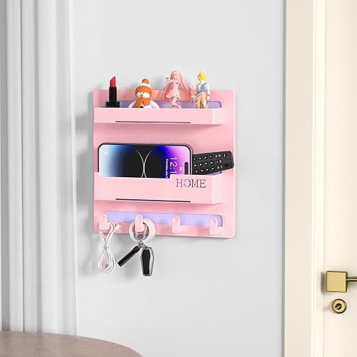 Floating Shelves for Bedside Shelf Accessories Organizer, Wall Mount Self Stick On, Cute Room Decor Aesthetic, Girls Room Decor, Cool Stuff For Bedroom Storage And Organization, Bedside Wall Organizer thumbnail 6
