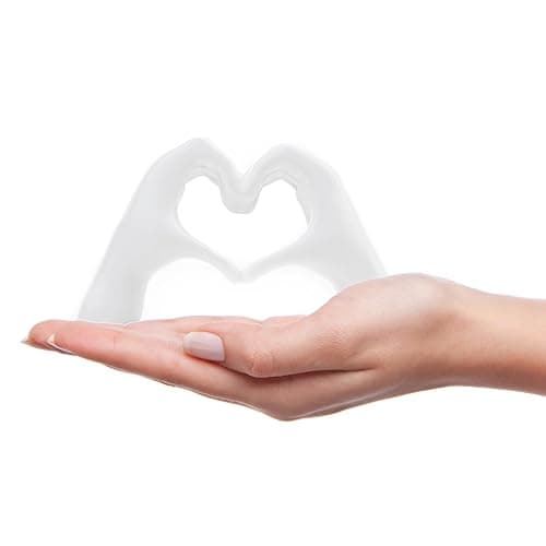 Small Heart Hands Sculpture Decor for Living Room Bedroom Bookshelf Coffe Table and Office Display, Love Finger Statue Modern Aesthetic Home Decor, Unique Gift for Wedding Christmas Birthday (White) - Image 1