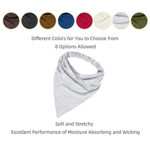 WOVOWOVO 8 Pcs Hair Scarf Headband for Women Girls Non Slip Elastic Boho Triangle Head Scarf Bandana thumbnail 7