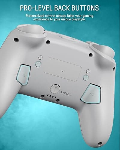 FUNLAB Switch Pro Controller Wireless Compatible with Nintendo Switch2/OLED/Lite, Firefly Bluetooth Remote Gamepad with Hall Effect Joysticks/RGB 7 LED Colors/Paddle/Turbo/Motion Control - White thumbnail 6