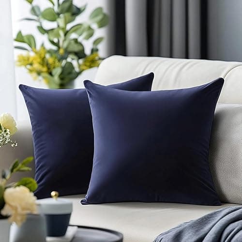 QUORGVES Navy Blue Pillow Covers 18x18 inch Set of 2 Velvet Decorative Throw Pillows for Independence Day 4th of July Living Room Sofa Couch Bed Bedroom (Dark Navy Blue) thumbnail 5