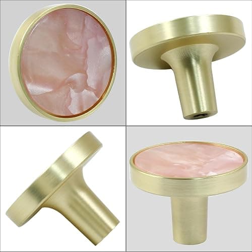 Bonsicoky 12 Pcs Gold Knobs for Dresser Drawers, Round Dresser Cabinet Knobs Pulls for Kitchen Cabinet Cupboard Door Furniture Decorative, Pink thumbnail 3