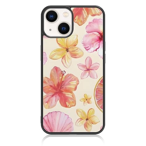 Axulimin Cute Seashell Tropical Summer Aesthetic Phone Case for iPhone 14 & iPhone 13 (6.1") Case for Teen Girls Women Kids Girls (Floral Pink) - Image 1