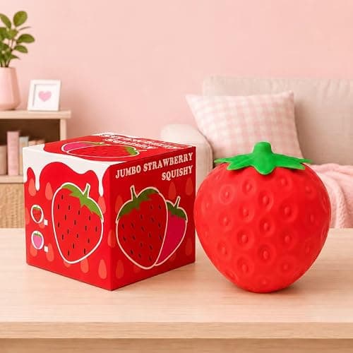 Strawberry Squishy Squeeze Toy, Giant Jumbo Realistic Strawberry Stress Relief Toy for Adults, Dough Stress Ball Sensory Fidget for Anxiety Relief Party Favors Goodie Bag Fillers Birthday Gifts thumbnail 2