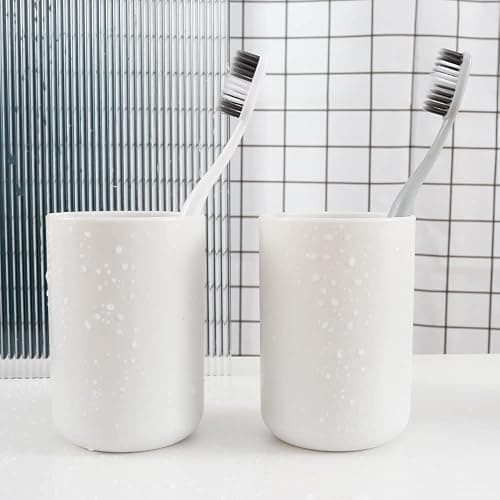 Pestrema Toothbrush Holders 2 Pieces, Bathroom Toothbrush Cup, Makeup Brush Bracket, Accessory Organizer and Toothbrush Bracket (White and White) - White and White thumbnail 5