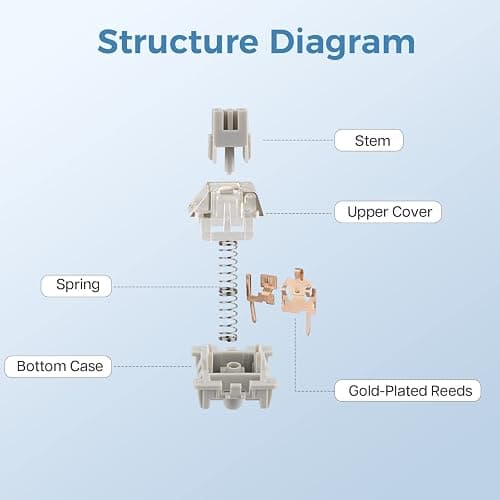 EPOMAKER LEOBOG Graywood V3 Switch Set, Linear Cearmy Switch, 40gf, 3 Pins Pre-lubed, 100 Pieces for Customizing Mechanical Keyboards thumbnail 4