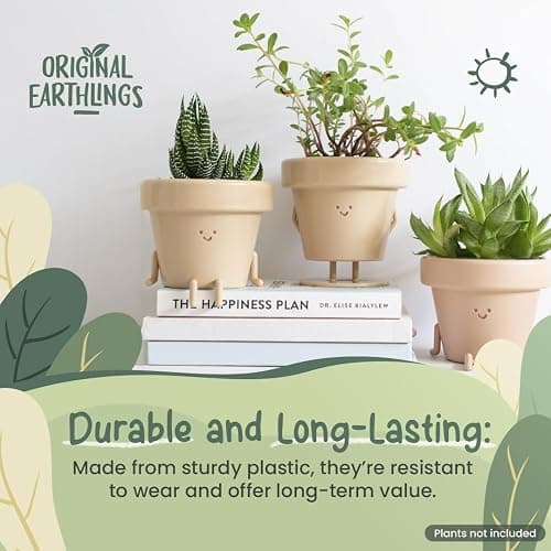 Original Earthlings Sitting Small Plant Pot - 4 Inch Cute Plant Pot - Succulent & Cactus Christmas Planters, Removable Drainage Plug, Cute Decor Plant Gifts for Plant Lovers, Teacher Gifts thumbnail 2