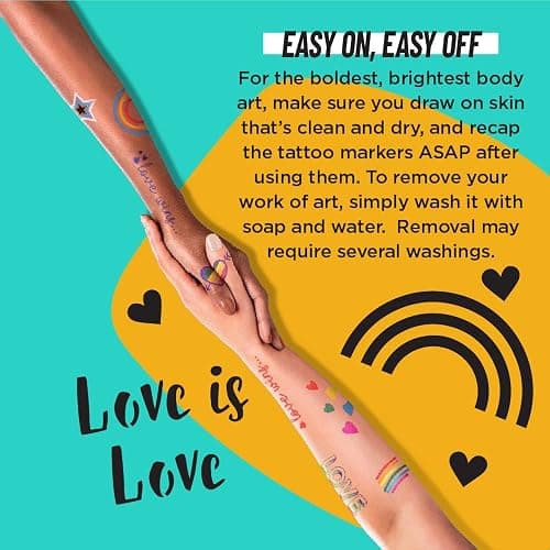 BIC BodyMark Temporary Tattoo Markers for Skin, Pride Pack, Flexible Brush Tip, 11-Count Pack of Assorted Colors, Skin-Safe, Cosmetic Quality, Unique Gifts thumbnail 10