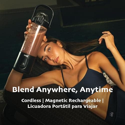 QUIK Portable Blender - Cordless 24oz. Personal Blender for Shakes and Smoothies, Licuadora, BPA Free - Ice Crush, Dishwasher safe parts, Waterproof, Triple Batteries, Juicer Cup, Black thumbnail 4