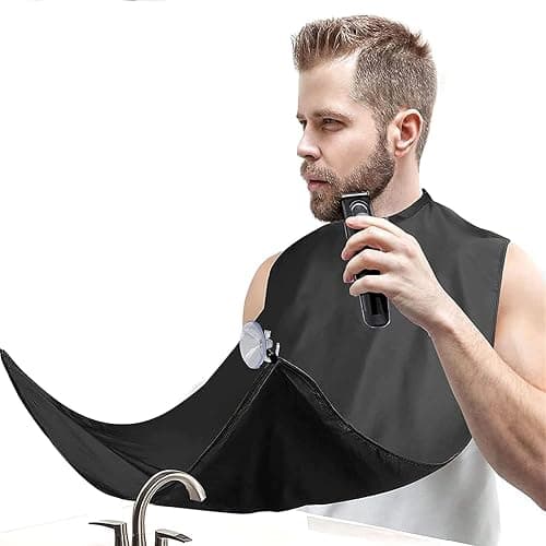 Likeny Beard Bib Beard Apron Gifts for Men Dad Fathers Day Anniversary Valentines Day Stocking Stuffers Christmas Gifts for Him Boyfriend Husband From Daughter Son Beard Trimming Catcher Bib Black - Image 1