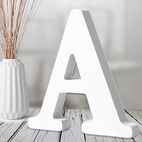 AOCEAN 6 Inch White Wood Letters - Unfinished Wood Letters for Wall Christmas Decor Standing Letters Slices Sign Board Decoration for Xmas Home Party Projects (A) - Image 1