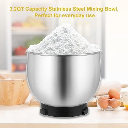 Kitchen in the box Stand Mixer,3.2Qt Small Electric Food Mixer,6 Speeds Portable Lightweight Kitchen Mixer for Daily Use with Egg Whisk,Dough Hook,Flat Beater (Blue) thumbnail 7