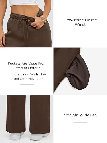 ATHMILE Womens Sweatpants 2025 Fall Baggy Wide Leg Sweatpant Fleece Lined Straight Leg Sweat Pants - X-Large - Brown thumbnail 3