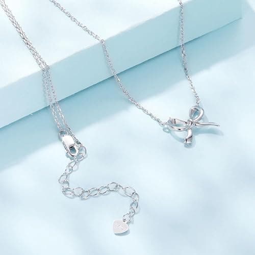 Qings Weihnachten Halskette Damen 925 Sterling Silber Winter Schneeflocke Weihnachtsbaum Rentier Schneemann Dackel Anhänger Kette mit Zirkonia Weihnachtsschmuck Geschenk für Frauen Freundin (45cm) thumbnail 3