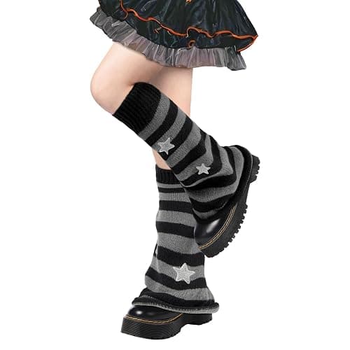Moon Wood Leg Warmers for Girls Women Kawaii Harajuku Flared Knitted Leg Warmer Goth Cute Lolita Socks thumbnail 2