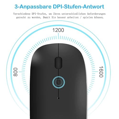 QYFP Souris Bluetooth rechargeable sans fil compatible avec MacBook Pro/Air/Android/iOS tablette/ordinateur portable/PC/Mac/ordinateur, noir thumbnail 4