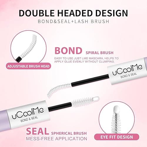 Lash Bond and Seal uCoolMe Waterproof for Lash Clusters 144Hours Super Hold Long-Lasting Non-Irritating Eyelash Glue for DIY at Home(White Bond,10ML) thumbnail 5